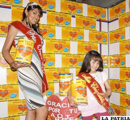 Señorita Oruro 2011 y Miss Chiquitita invitan a la población a apoyar la Teletón que concluye mañana