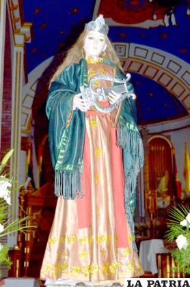 Imagen de Santa Cecilia que se encuentra en el Santuario de la Virgen del Socavón
