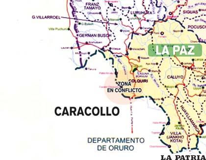 Sector limítrofe entre los departamentos de Oruro y La Paz
