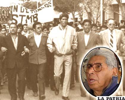 Simón Reyes (centro) es reconocido como un luchador incansable por los obreros