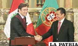 El primer ministro de Portugal, Pedro Passos Coelho y el presidente del Perú Ollanta Humala /infolatam.com