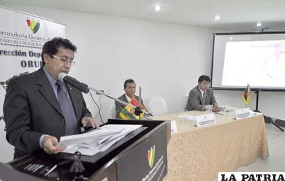 El procurador general del Estado, Hugo Montero Lara, en la presentación de la entidad en el Hotel Edén