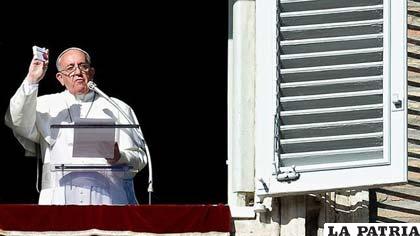 El Papa Francisco durante el tradicional Angelus dominical