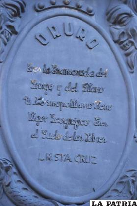 Frase de Luis Mendizábal Santa Cruz, enaltece a Oruro