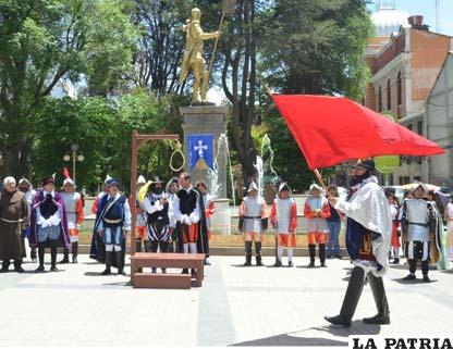 Escenificación de la fundación de la Villa de San Felipe de Austria, hoy Oruro