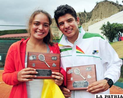 Lucía Montaño y Eduardo Paz, tenistas bolivianos 