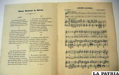 Partitura y letra del Himno Nacional