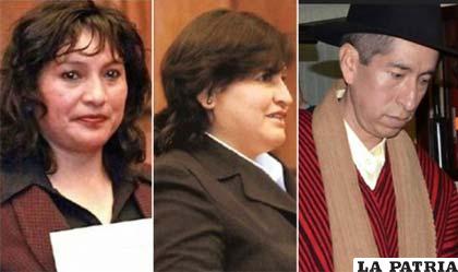 Los magistrados suspendidos del Tribunal Constitucional Plurinacional, Ligia Velásquez, Soraida Chánez y Gualberto Cusi