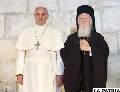 Papa Francisco y el patriarca ecuménico de la Iglesia Ortodoxa, Bartolomeo I