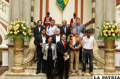 Delegación de la Confederación de Empresarios Privados de Bolivia en el Palacio de Gobierno /ABI
