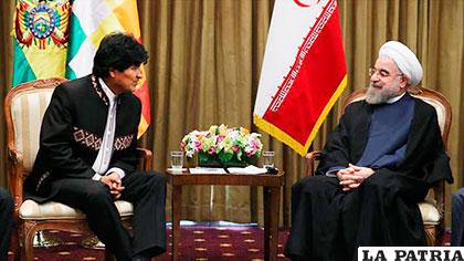 El Presidente Morales y su homólogo de Irán, Hassan Rohani
