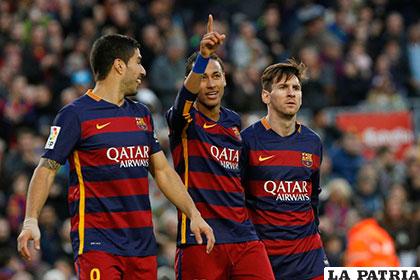 El tridente ofensivo de Barcelona (Suárez, Neymar y Messi) 