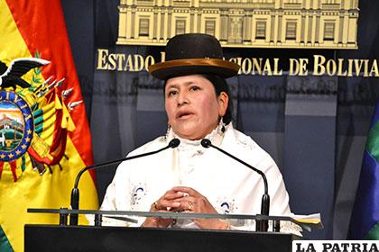 Virginia Velasco, ministra de Justicia /comunicacion.gob.bo