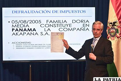 García Linera explicando la supuesta defraudación /APG