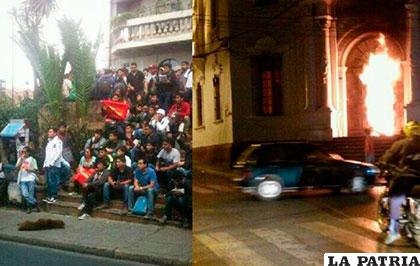 La violencia se desató entre los universitarios de Sucre /Facebook
