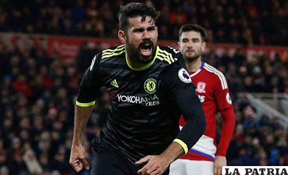Diego Costa celebra el gol que le dio la victoria al Chelsea