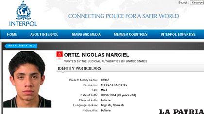 Orden de Alerta de Interpol donde figura el hijo de la directora de Migración