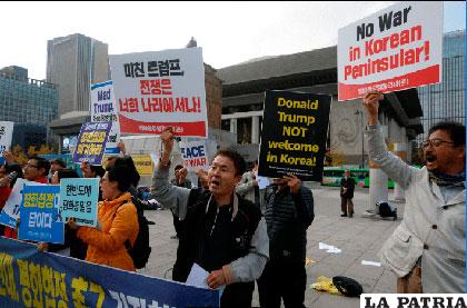 Protestas que se realizaron en contra de la visita de Trump