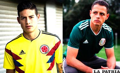Rodríguez y Hernández con las nuevas camisetas de sus selecciones