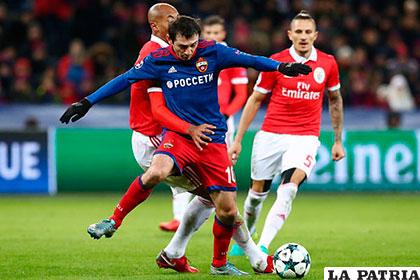 CSKA, de Moscú, venció al Benfica 2-0