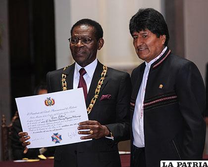 Evo Morales y Teodoro Obiang, firmaron el acuerdo bilateral /APG