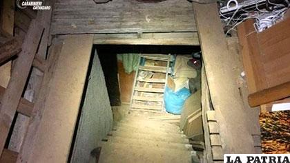 El sótano donde permaneció cautiva la mujer /Policía de Catanzaro