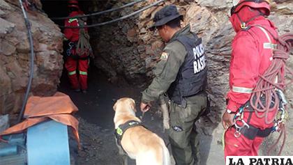 La escena del ingreso de policías a la mina /Nayma Enríquez