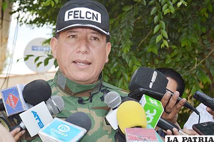 El jefe departamental de la Felcn - Oruro, teniente coronel Omar Zegada, informó sobre los tragones /LA PATRIA