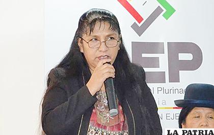 La vocal Lucy Cruz, designada por el Presidente Evo Morales /Fuente Directa