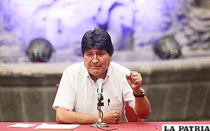 Evo Morales durante una conferencia de prensa en México /milenio.com
