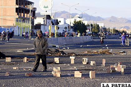 Los bloqueos fueron contundentes en la ciudad de El Alto /APG