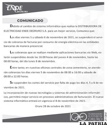 COMUNICADO - ENDE