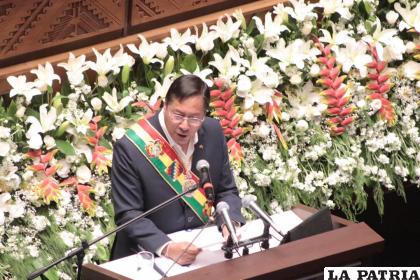 El Presidente Arce dio su informe de gestión en la primera sesión ordinaria de la ALP /SENADO