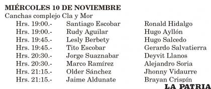 Rol del segundo torneo 
de raquetbol del club Cla y Mor