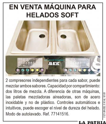 En venta máquina para HELADOS SOFT Ref. 77141516.