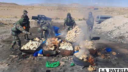 La destrucción de la droga se originó la mañana de este jueves /LA PATRIA