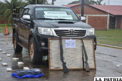 Además de droga, se incautó un vehículo y dos rifles /Viceministerio de Defensa Social y Sustancias Controladas