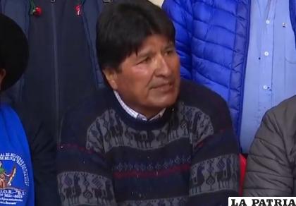 Evo Morales durante la rueda de prensa