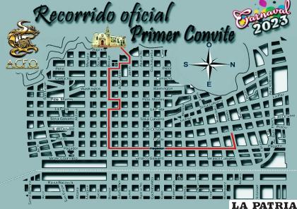 Mapa del recorrido del Primer Convite /Cortesía