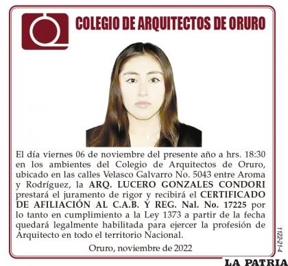 ARQ. LUCERO GONZALES CONDORI