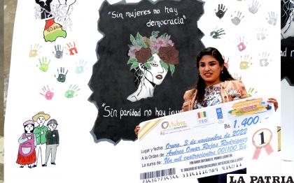El mural de Andrés Omar Rojas Rodríguez, ganó el concurso /obre Democracia en Oruro/LA PATRIA 