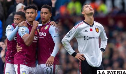 Celebran los de Aston Villa el triunfo ante el Manchester United /larepublica.pe