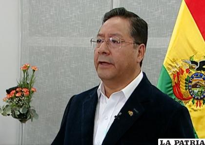 El presidente Luis Arce emite un mensaje al país /Captura BTV