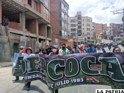 La marcha de los cocaleros realizada ayer en La Paz 
/LA PATRIA