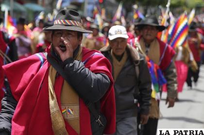 Ponchos Rojos protestan en La Paz, piden la construcción de una represa en el altiplano /RR.SS.