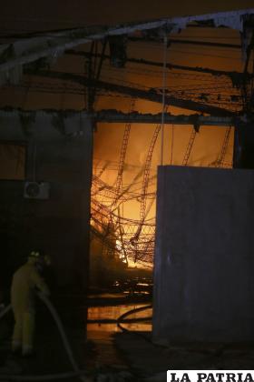 El voraz incendio consumió parte de los ambientes de la fábrica de plásticos /APG
