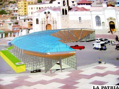 Proyecto de graderías que se instalará en la Plaza Nacional de Folklore