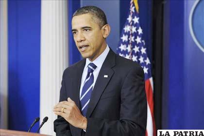 El presidente de Estados Unidos, Barack Obama, ofrece unas declaraciones en la Casa Blanca en Washington DC, luego de que el Senado aprobara un acuerdo de mínimos para prorrogar el recorte a las retenciones salariales durante dos meses, que caducaban a final de año