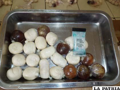 Los ovoides que llevaban el clorhidrato de cocaína