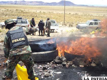 Personal de la Felcn tuvo a su cargo la quema de la cocaína